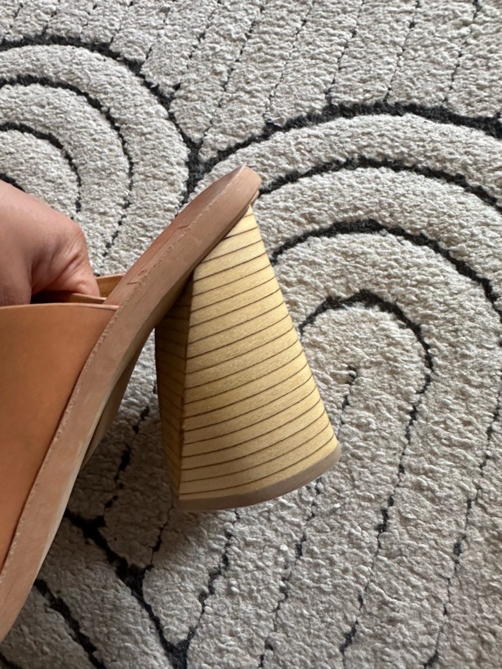Dolce Vita Tan Block-Heel Slide with Striped Bow 8 - Picture 5 of 7